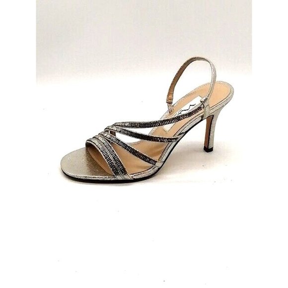 Nina New York Womens Sandals Silver Rhinestone‎ Shoe Slingback High Heel 8.5 NEW - Picture 1 of 11